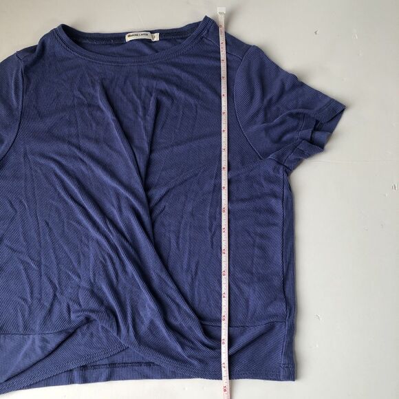 Marine Layer Women’s Ribbed Twist Front Purple Short Sleeve T-shirt Size Small - Picture 6 of 12